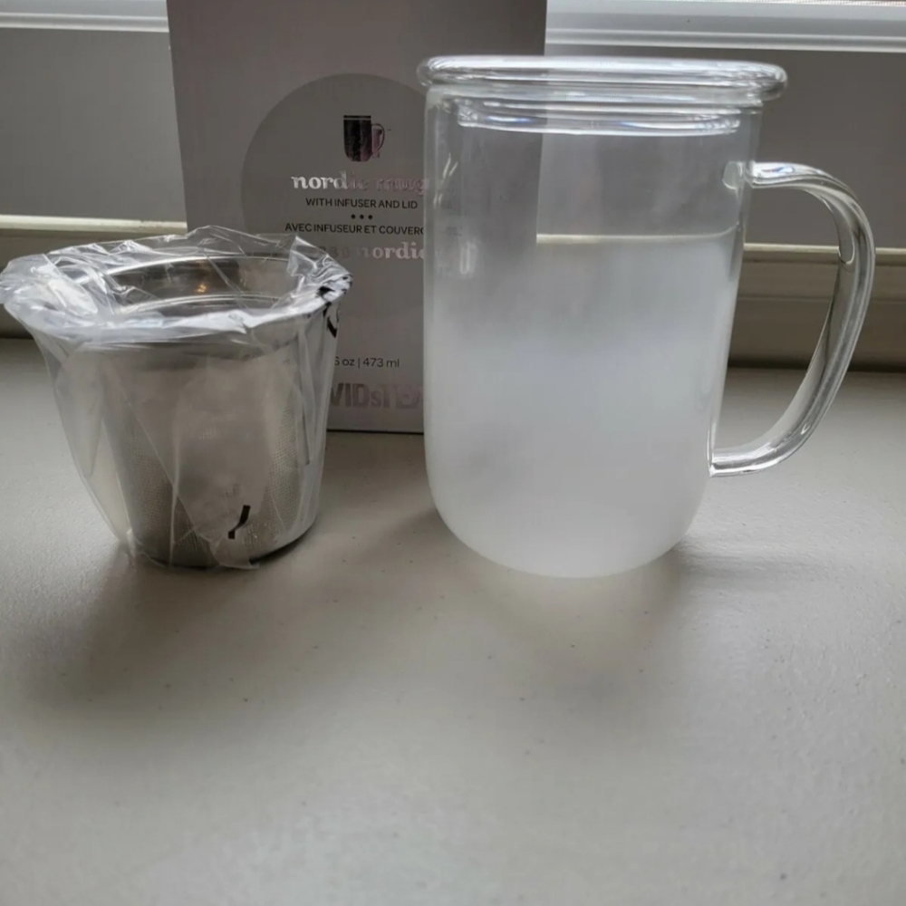 NIB Davids Tea Frosted Clear Glass Nordic Mug Davidstea LIMITED EDITION RETIRED